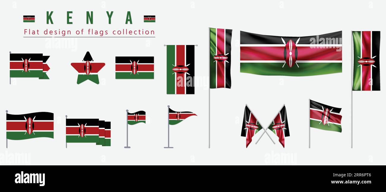 Kenya flag, flat design of flags collection Stock Vector Image & Art