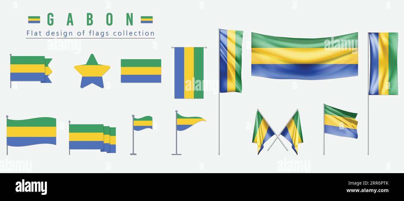 Gabon flag, flat design of flags collection Stock Vector