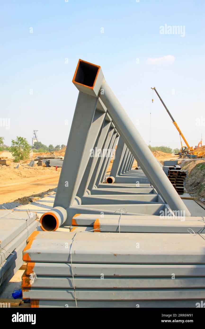 Triangular steel frame structure, closeup of photo Stock Photo - Alamy