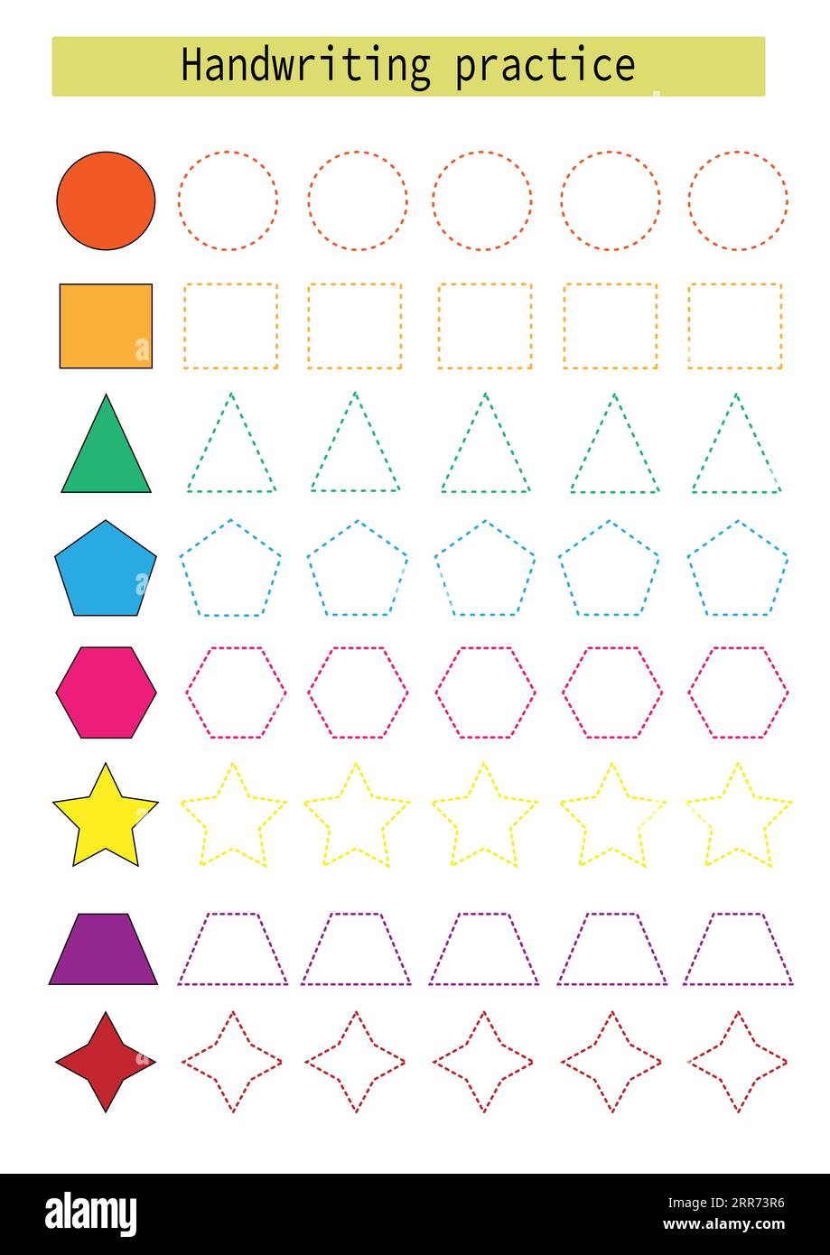 Trace lines for kids geometric shapes development practice handwriting