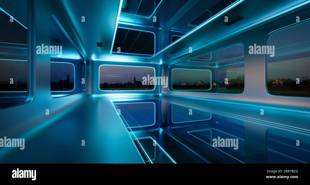 Modern sci-fi futuristic interior office design with beautiful ...