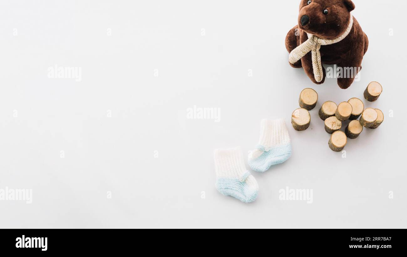 Plush toy baby socks Stock Photo