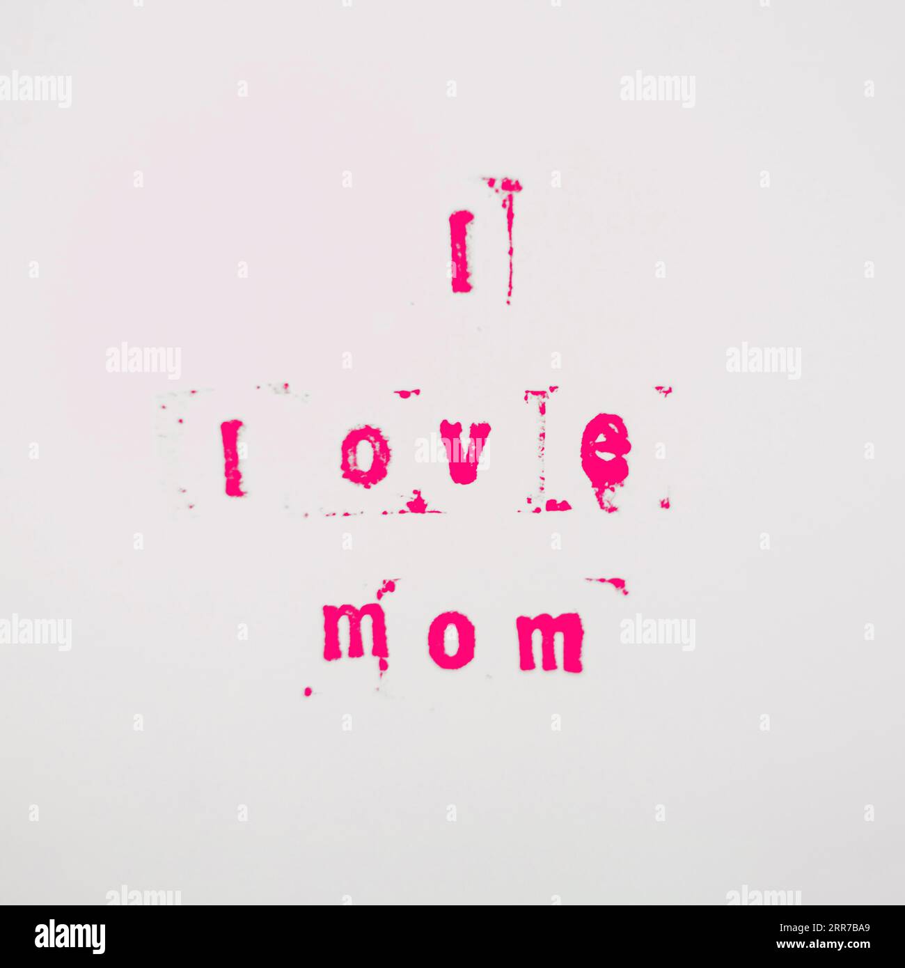 Pink i love mom inscription Stock Photo