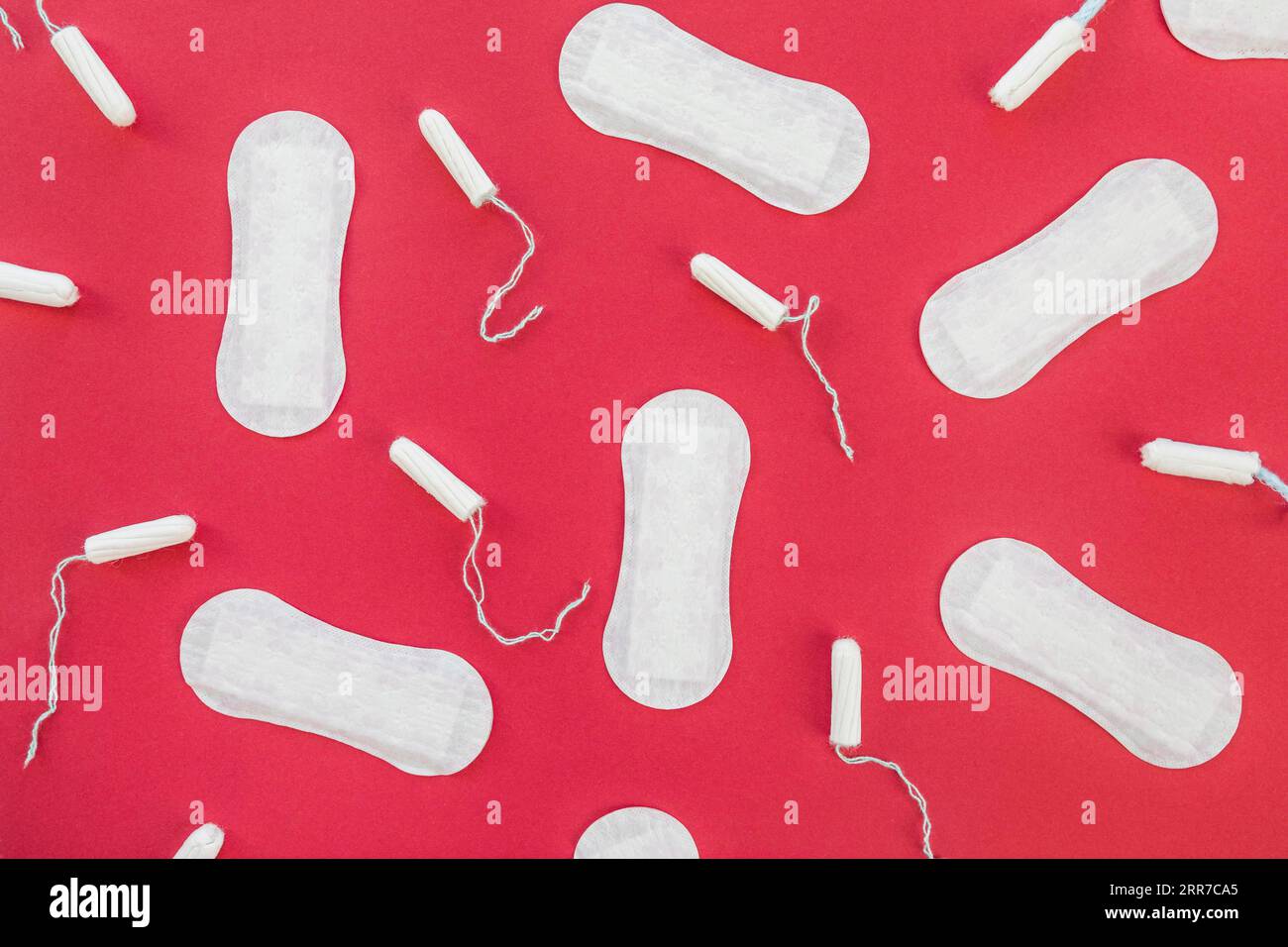 Top view tampons sanitary towels Stock Photo Alamy