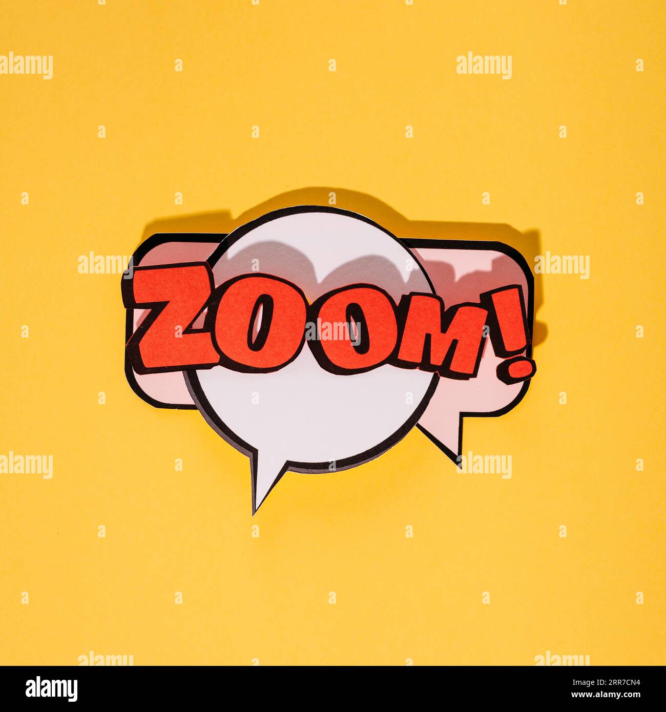 Zoom cartoon exclusive font tag expression yellow backdrop Stock Photo