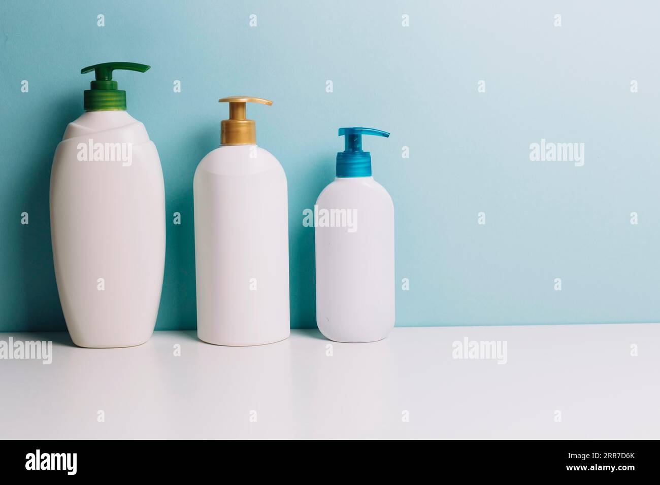 Cosmetics bottles with pumps Stock Photo
