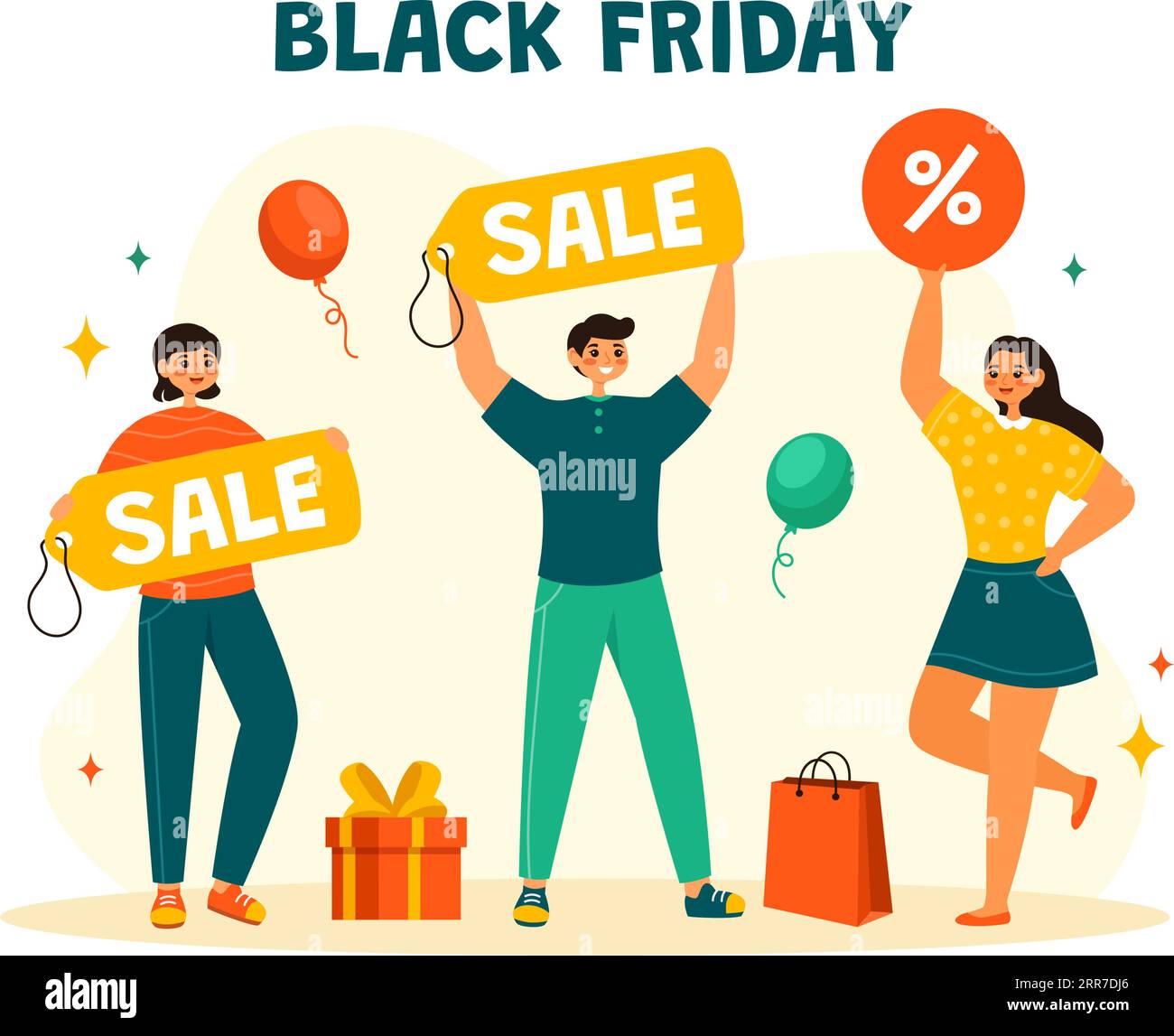 Black Friday Sale Event Vector Illustration with Shopping Bags and Big ...