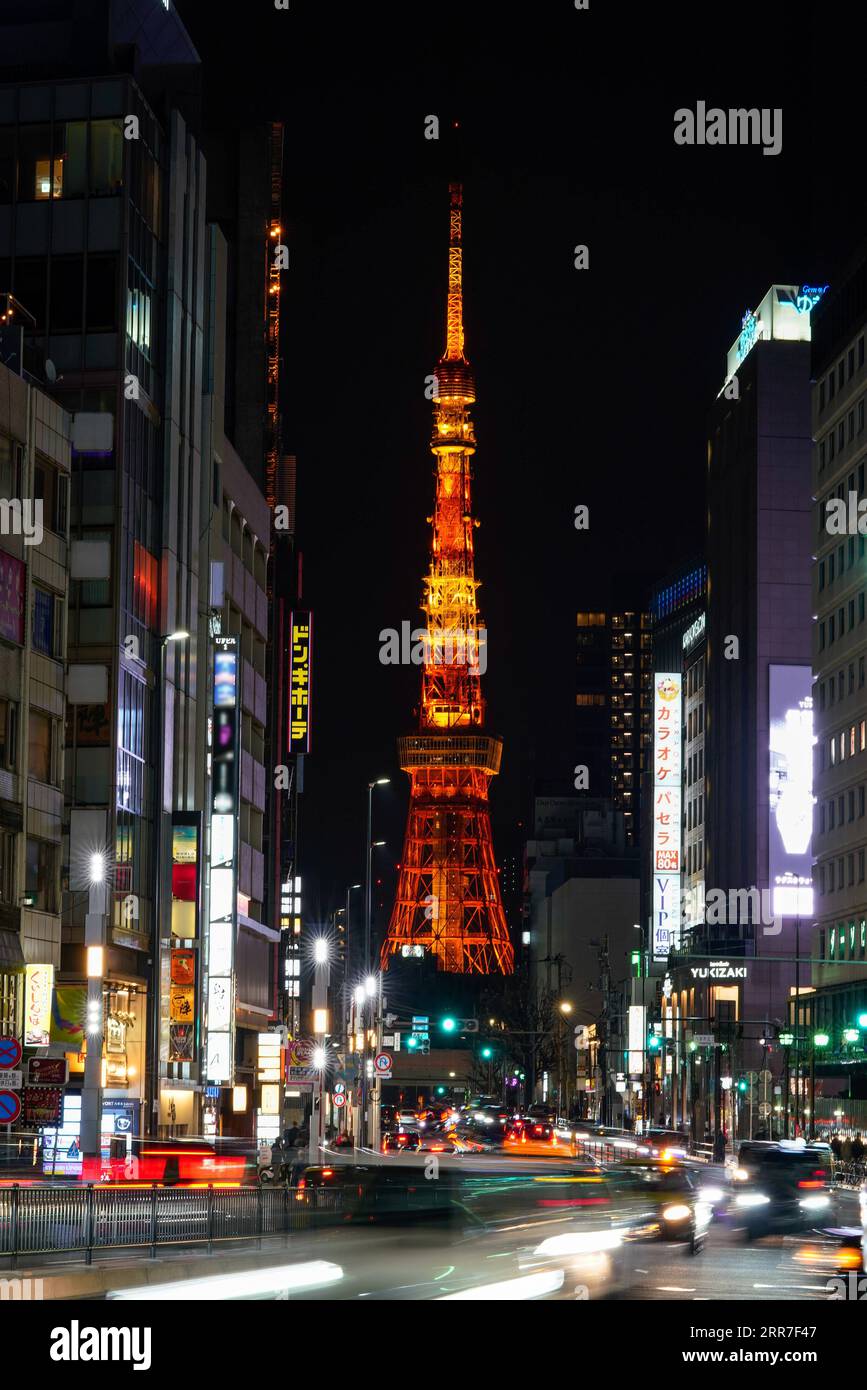 210327 -- TOKYO, March 27, 2021 -- Photo taken on March 27, 2021 shows Tokyo Tower with its lights illuminated ahead of Earth Hour in Tokyo, Japan. Lights around the world are turned off at 8:30 p.m. local time on Saturday to mark Earth Hour 2021. Photo by /Xinhua JAPAN-TOKYO-EARTH HOUR-TOKYO TOWER ChristopherxJue PUBLICATIONxNOTxINxCHN Stock Photo