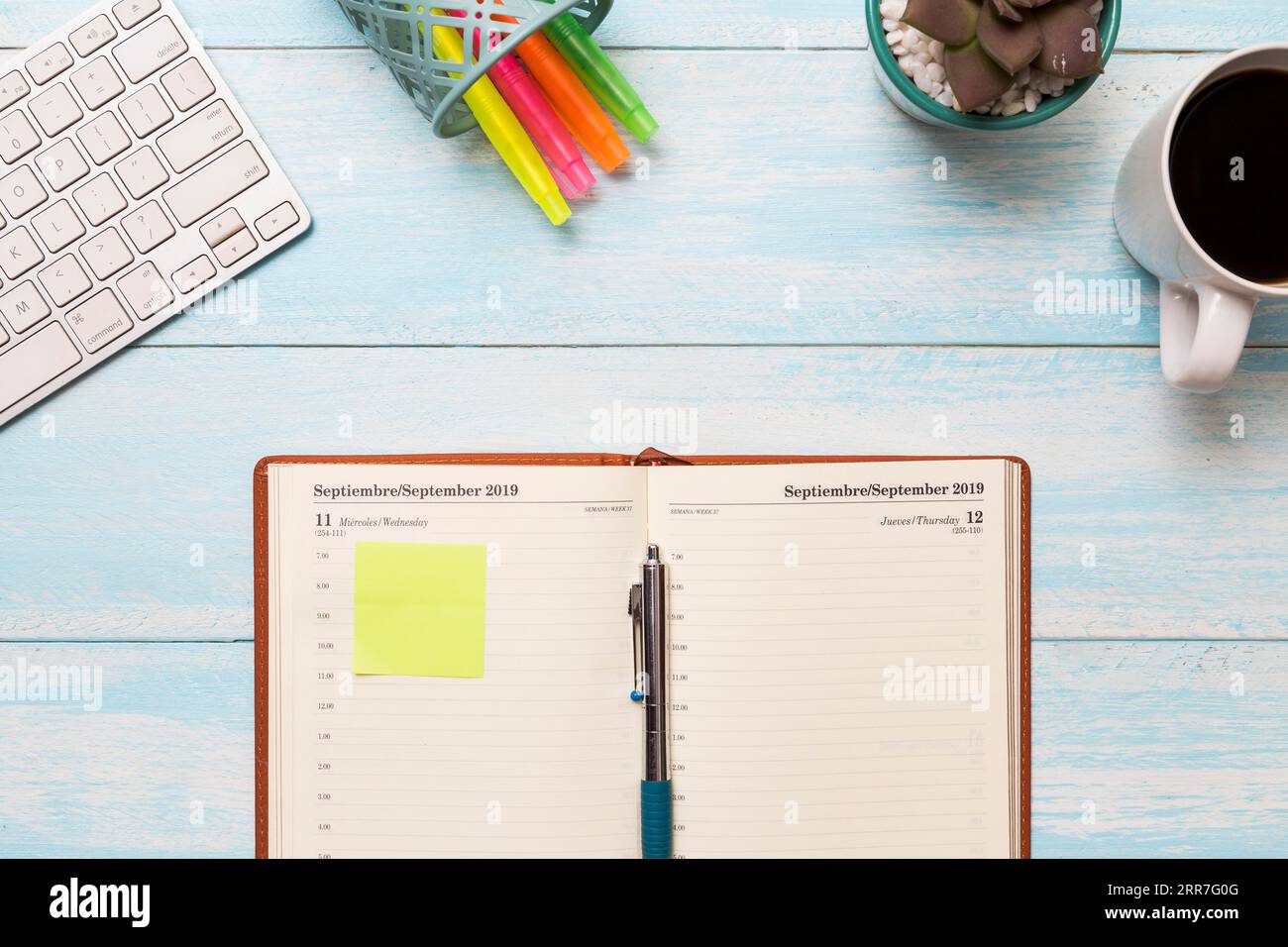 Flat lay journal desk Stock Photo Alamy
