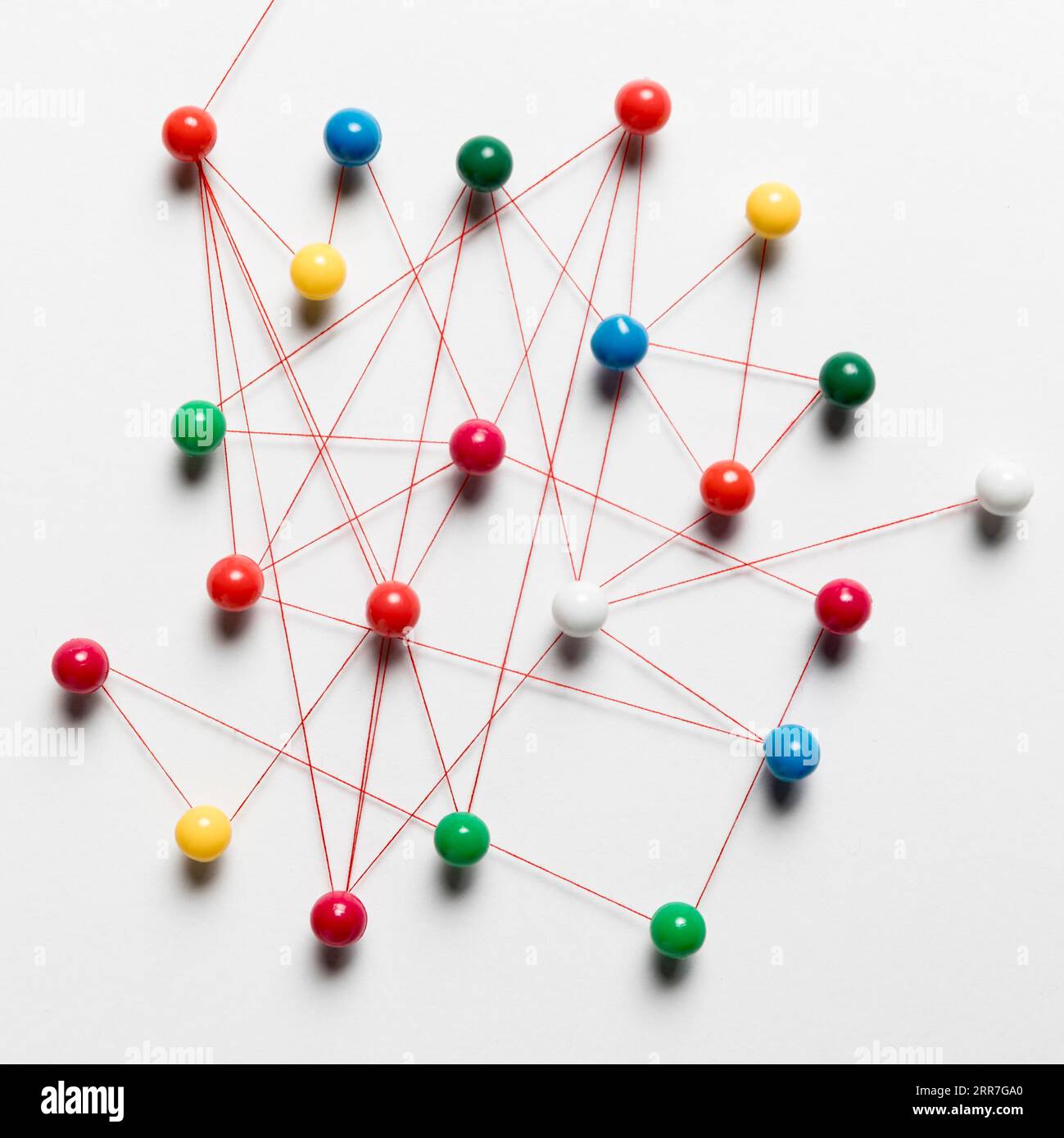 High view polygonal pushpin map Stock Photo