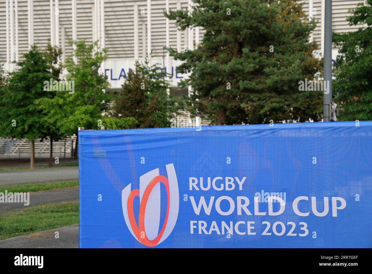 Bordeaux, France. September 6, 2023. The Matmut Atlantique multifunctional stadium in Bordeaux is ready to host 5 matches of the 2023 Rugby World Cup (Ireland-Romania, Wales-Fiji, Samoa-Chile, South Africa-Romania, Fiji-Georgia). Photo by Hugo Martin Alamy Live News. Stock Photo