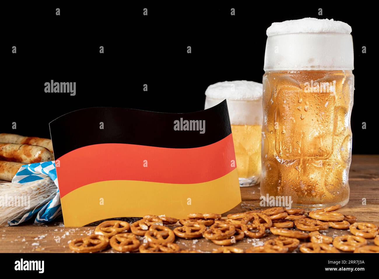 Close up bavarian beer with german flag Stock Photo