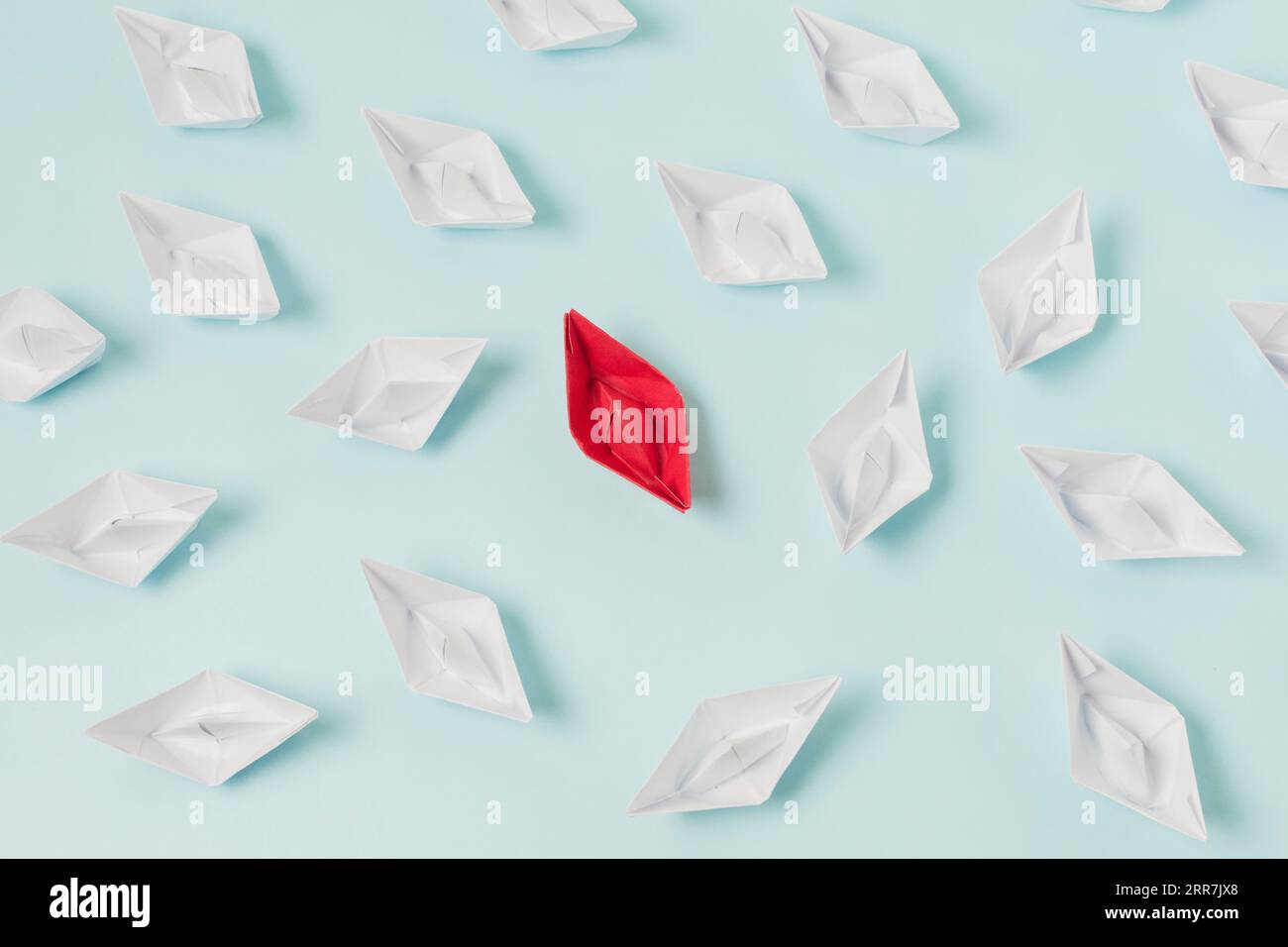 Origami boats representing leadership concept Stock Photo