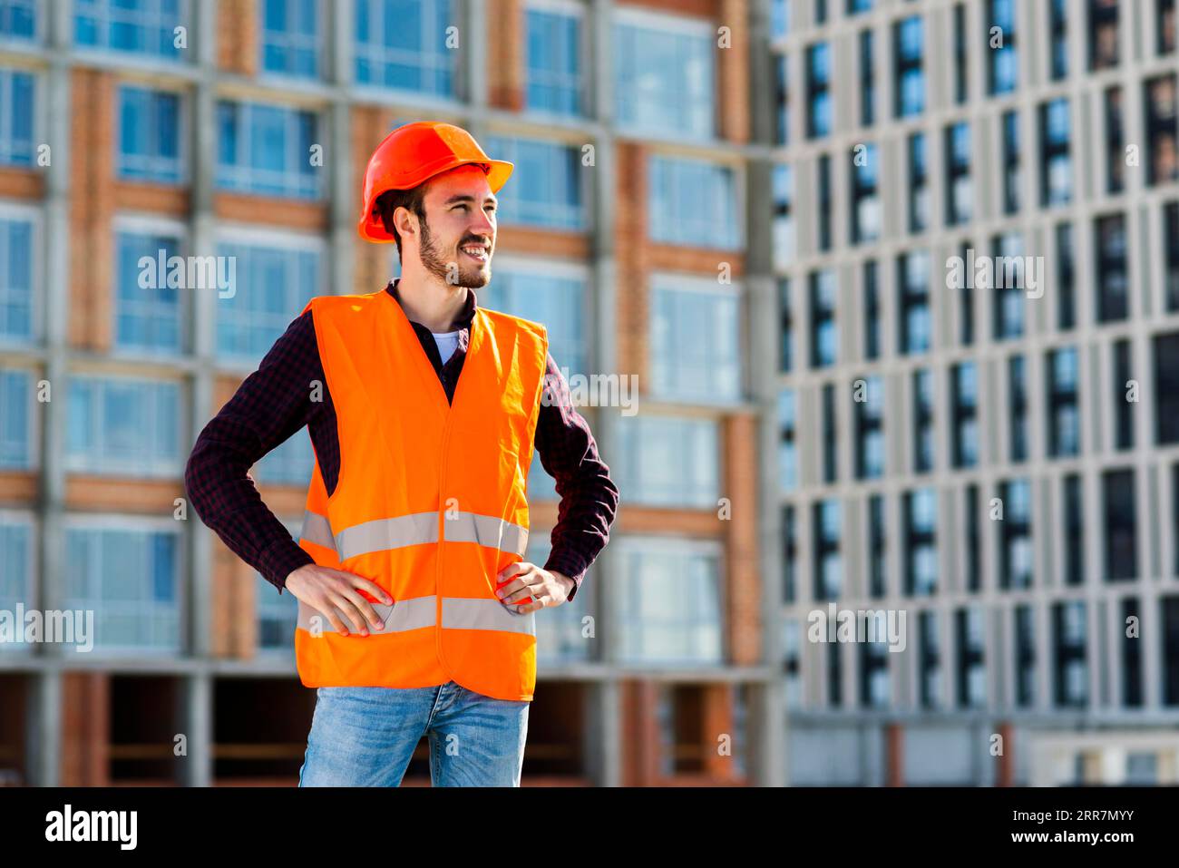 Medium shot engineer looking away Stock Photo
