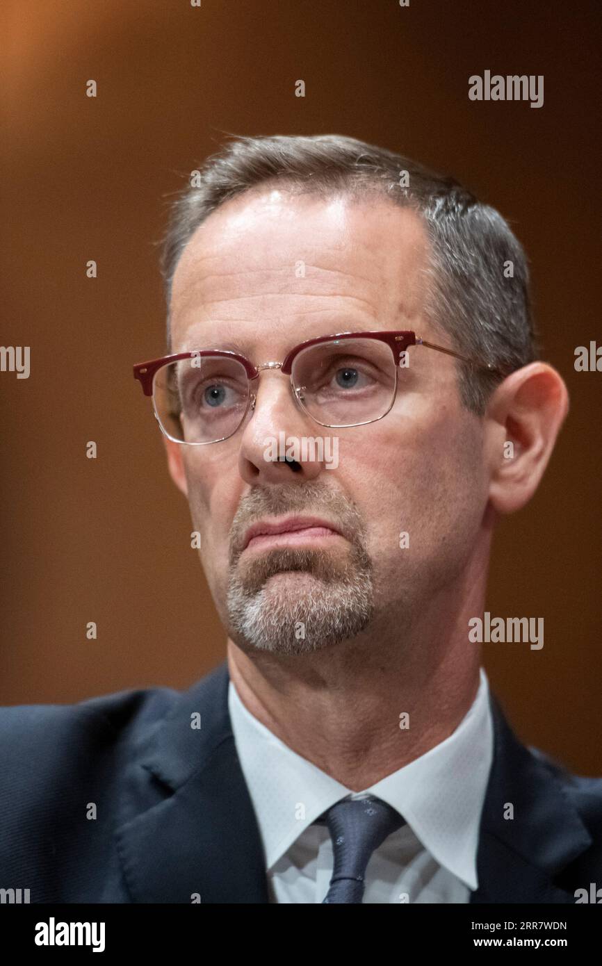 Washington, United States. 06th Sep, 2023. Andrew Davidson, Acting Deputy Director, U.S. Citizenship and Immigration Services, appears before a Senate Committee on Homeland Security and Governmental Affairs - Subcommittee on Government Operations and Border Management hearing to examine after apprehension, focusing on tracing DHS responsibilities after Title 42, in the Dirksen Senate Office Building in Washington, DC, USA, Wednesday, September 6, 2023. Photo by Rod Lamkey/CNP/ABACAPRESS.COM Credit: Abaca Press/Alamy Live News Stock Photo