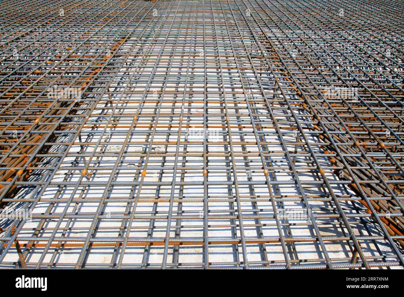 Screw thread steel bar framework, in the construction site Stock Photo ...