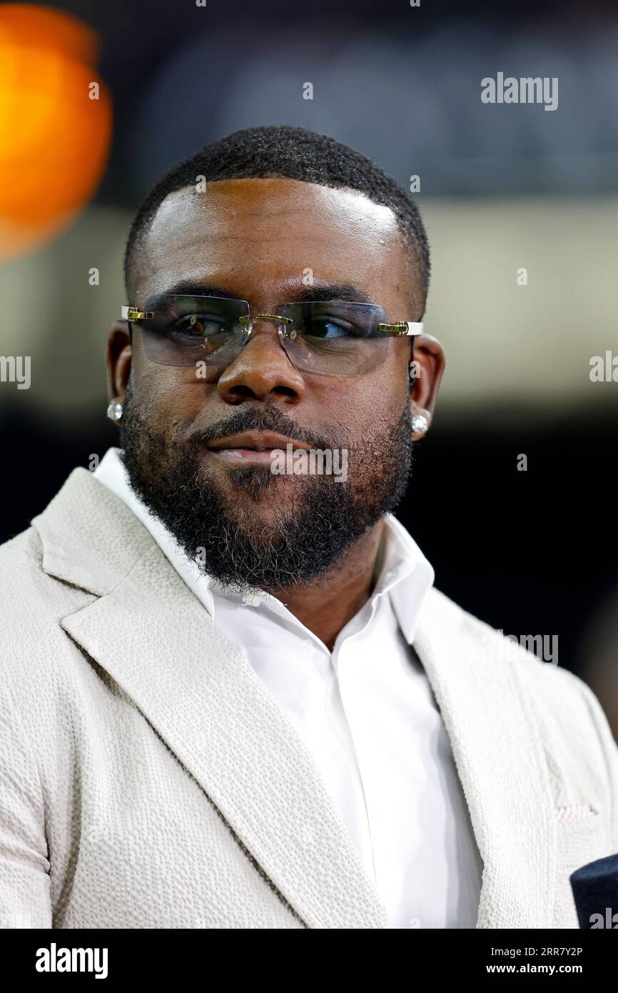 FOX Sports reporter and former running back Mark Ingram before an NFL  preseason football game between the New Orleans Saints and the Houston  Texans, Sunday, Aug. 27, 2023, in New Orleans. (AP