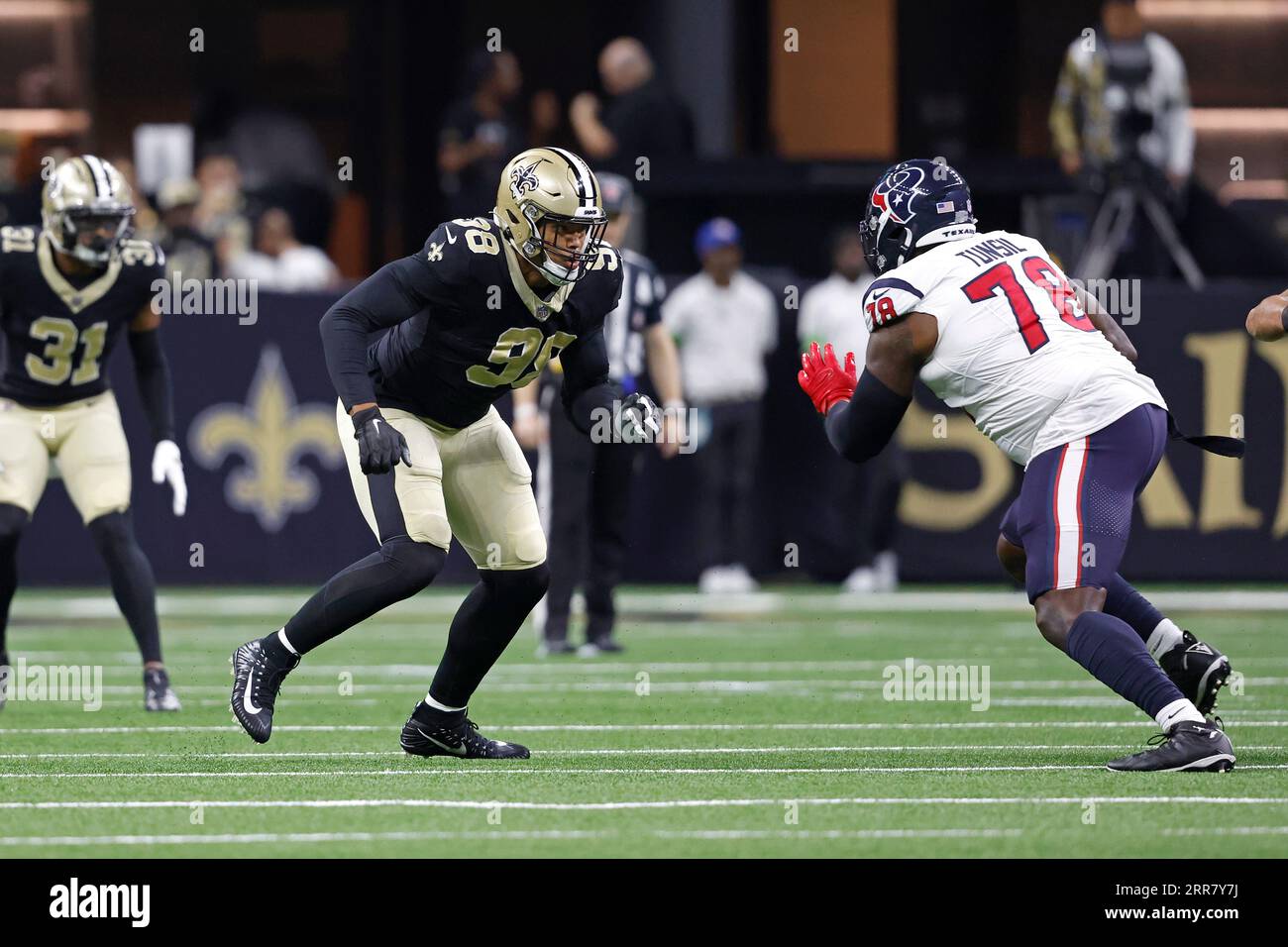 New Orleans Saints defensive end Payton Turner (98) in action during an NFL  preseason football game against the Houston Texans, Sunday, Aug. 27, 2023,  in New Orleans. (AP Photo/Tyler Kaufman Stock Photo - Alamy