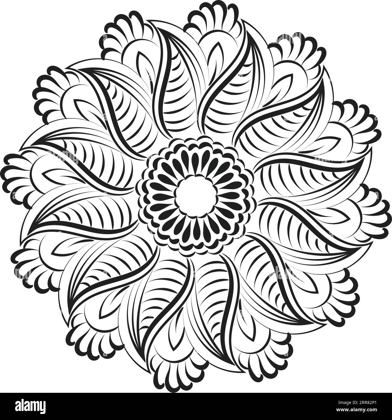 Mandala the swirls for printable coloring page or use as poster, card, flyer or T Shirt Stock Vector