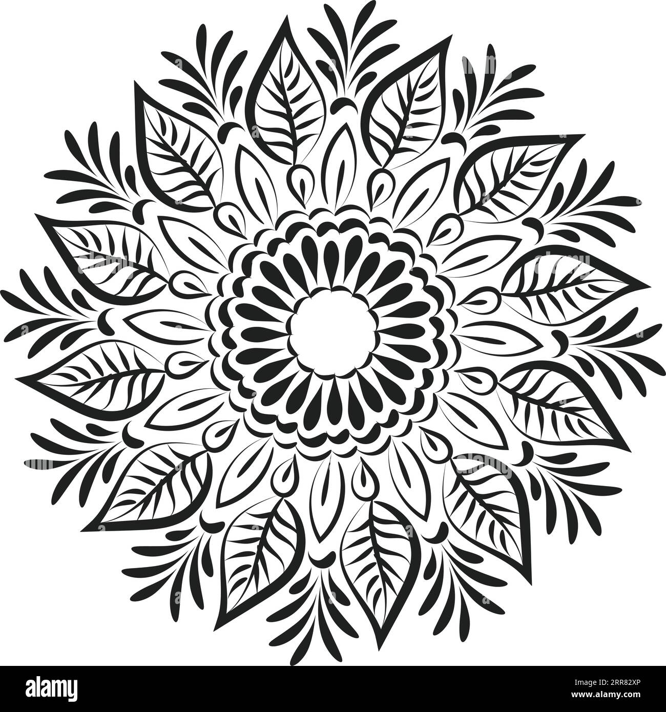 Mandala the swirls for printable coloring page or use as poster, card, flyer or T Shirt Stock Vector