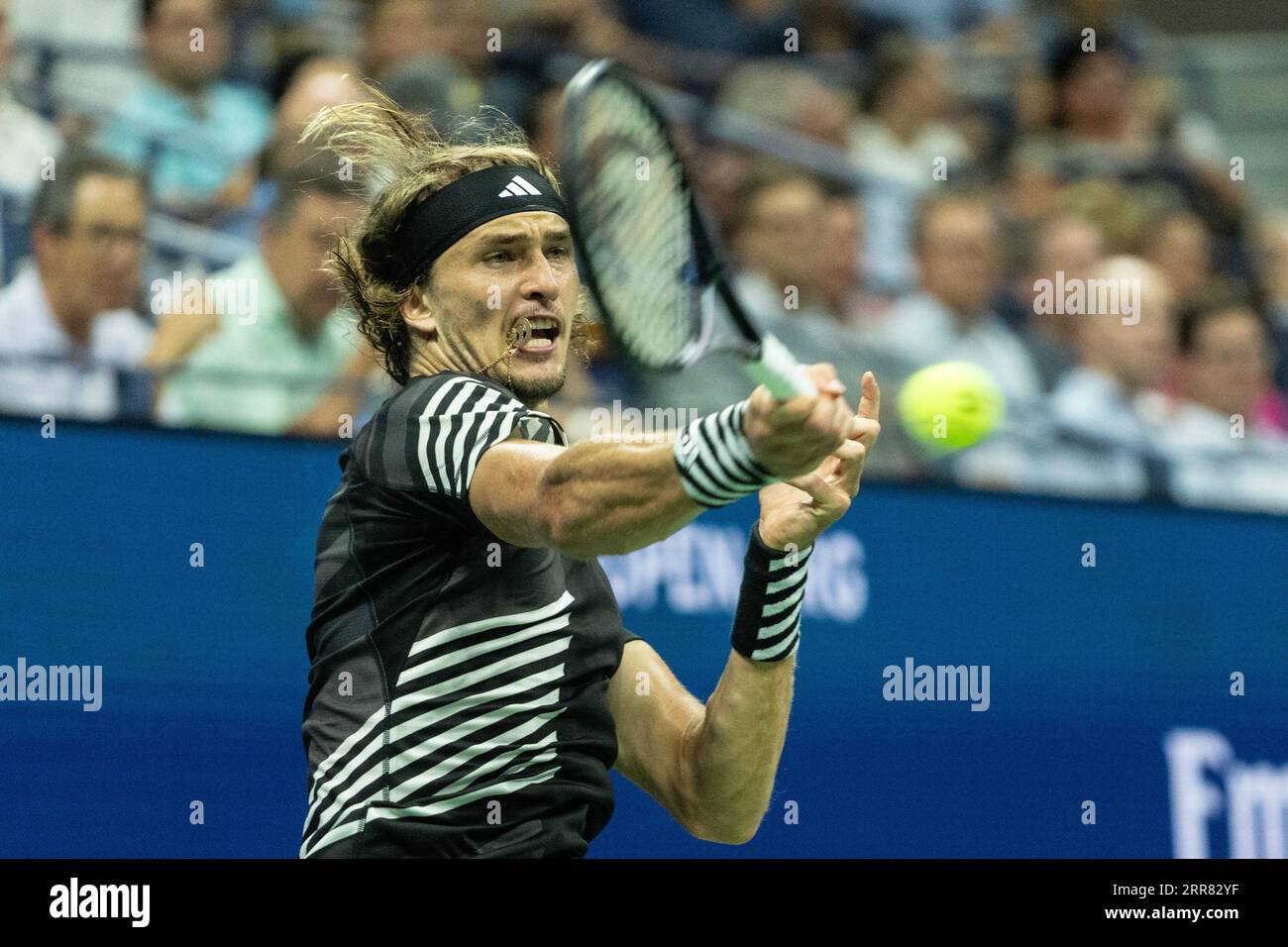 Alexander Zverev of Germany returns the ball to Carlos Alcaraz of Spain  during their semi final match at the Erste Bank Open ATP tennis tournament  in Vienna, Austria, Saturday, Oct. 30, 2021. (