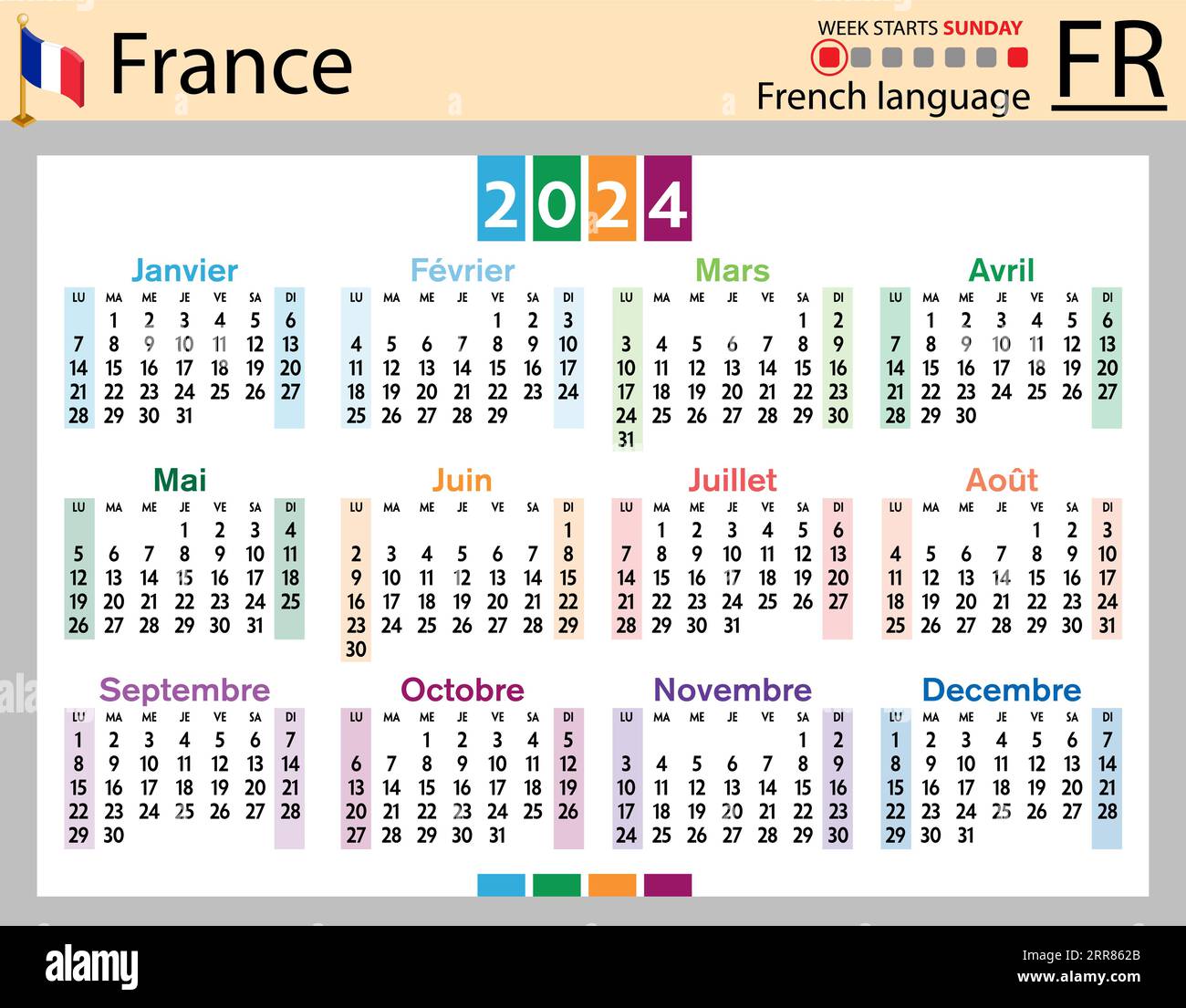 Vivre en Pleine Conscience, 2024 Square Wall Calendar, French Language