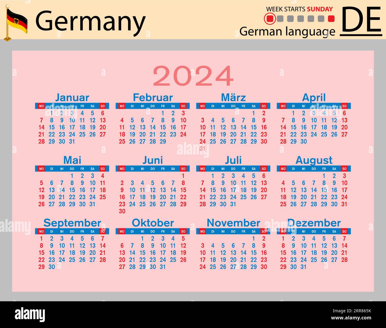 2024 german calendar Stock Vector Images Alamy