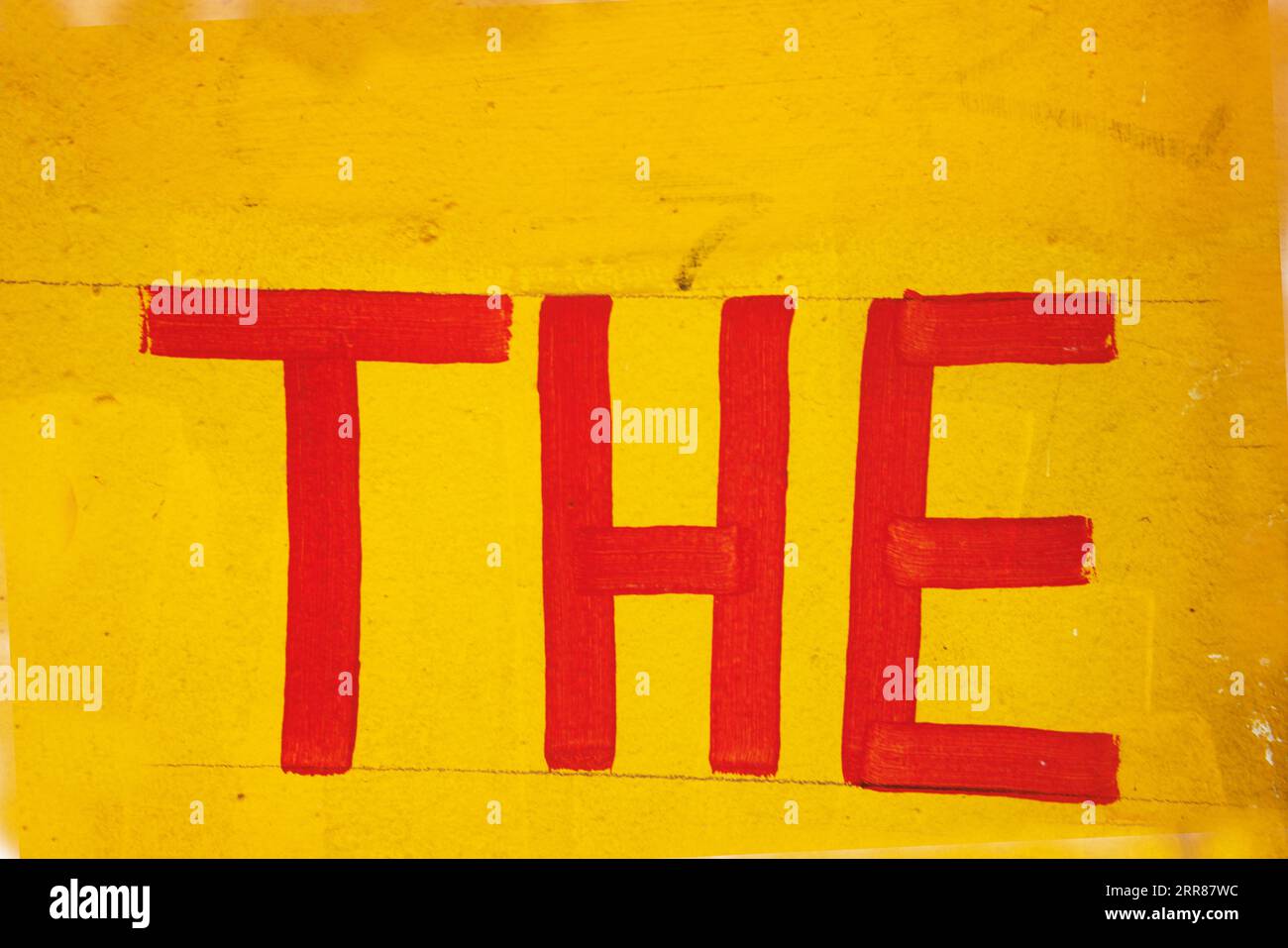 THE red & yellow old, worn texture word showing its age, pattern, lines ...