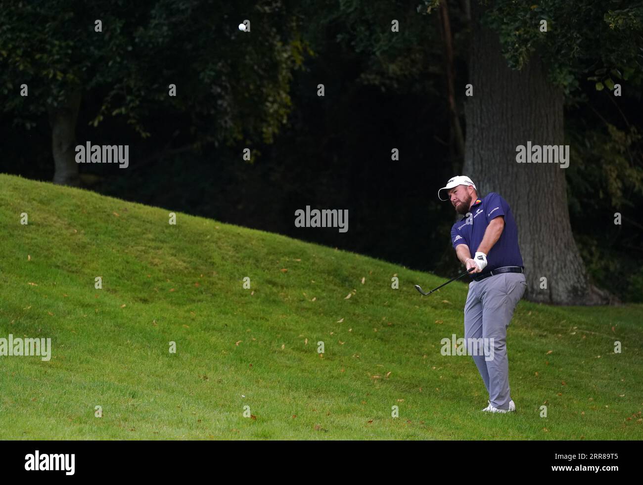 Shane Lowry plays his third shot on the 10th during day one of the 2023 Horizon Irish Open at The K Club, County Kildare. Picture date: Thursday September 7, 2023. Stock Photo
