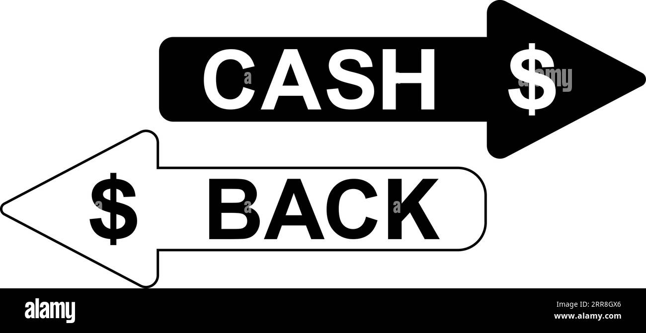 Black and white arrows cashback icon Stock Vector