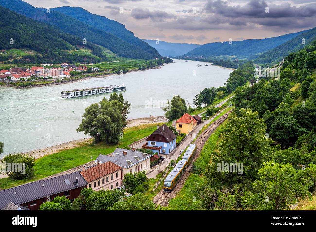 Danube river, Spitz, Lower Austria, Austria Stock Photo