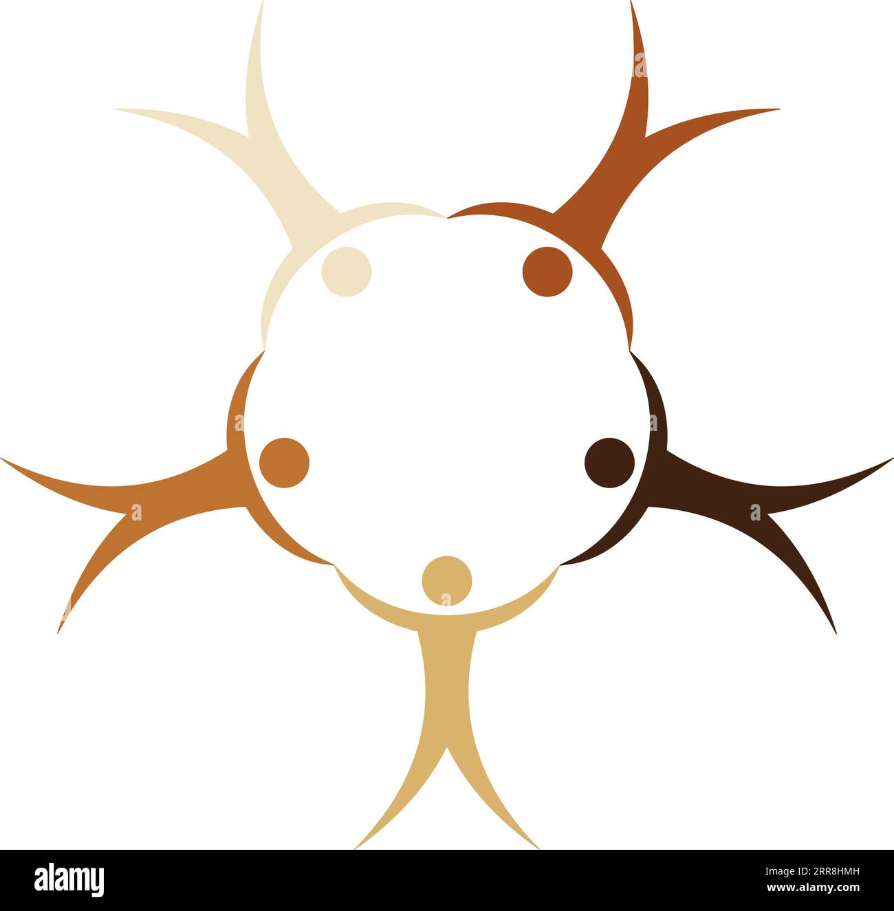 People of different races in a circle holding hands, vector concept symbol  friendship nations  peoples of the world, sign peace and unification of na Stock Vector