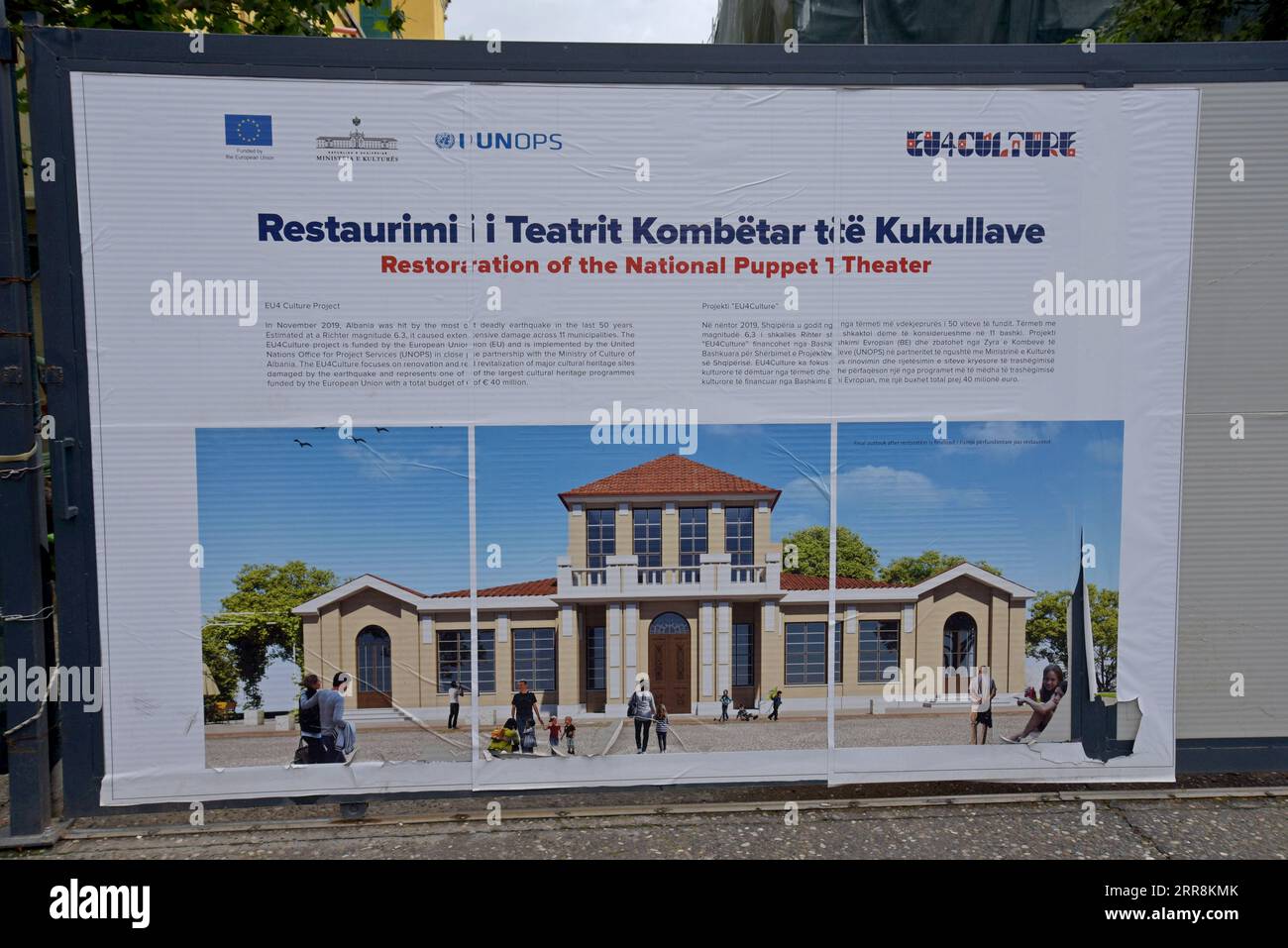 Notice of the restoration of the National Puppet Theatre in Tirana, an