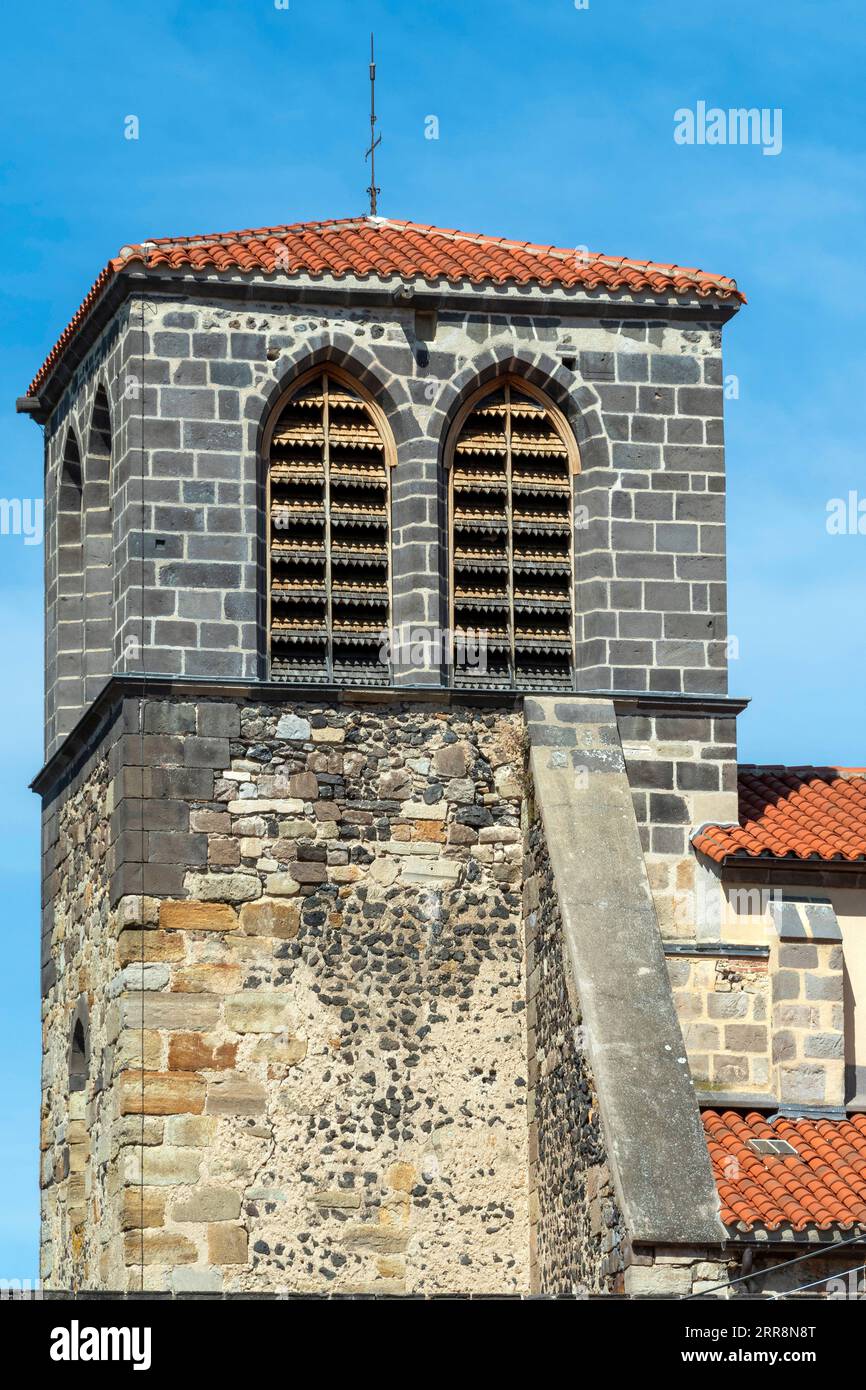 Mozac. Saint-Pierre Abbey Church, Puy de Dome department. Auvergne-Rhone-Alpes. France Stock Photo