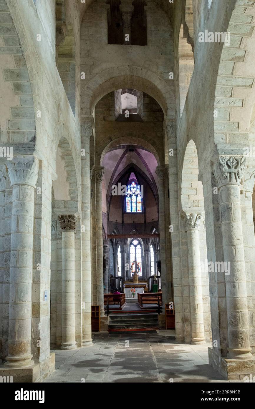 Ennezat. The Saint-Victor-et-Sainte-Couronne collegiate church. Puy de Dome department. Auvergne Rhone Alpes. France Stock Photo