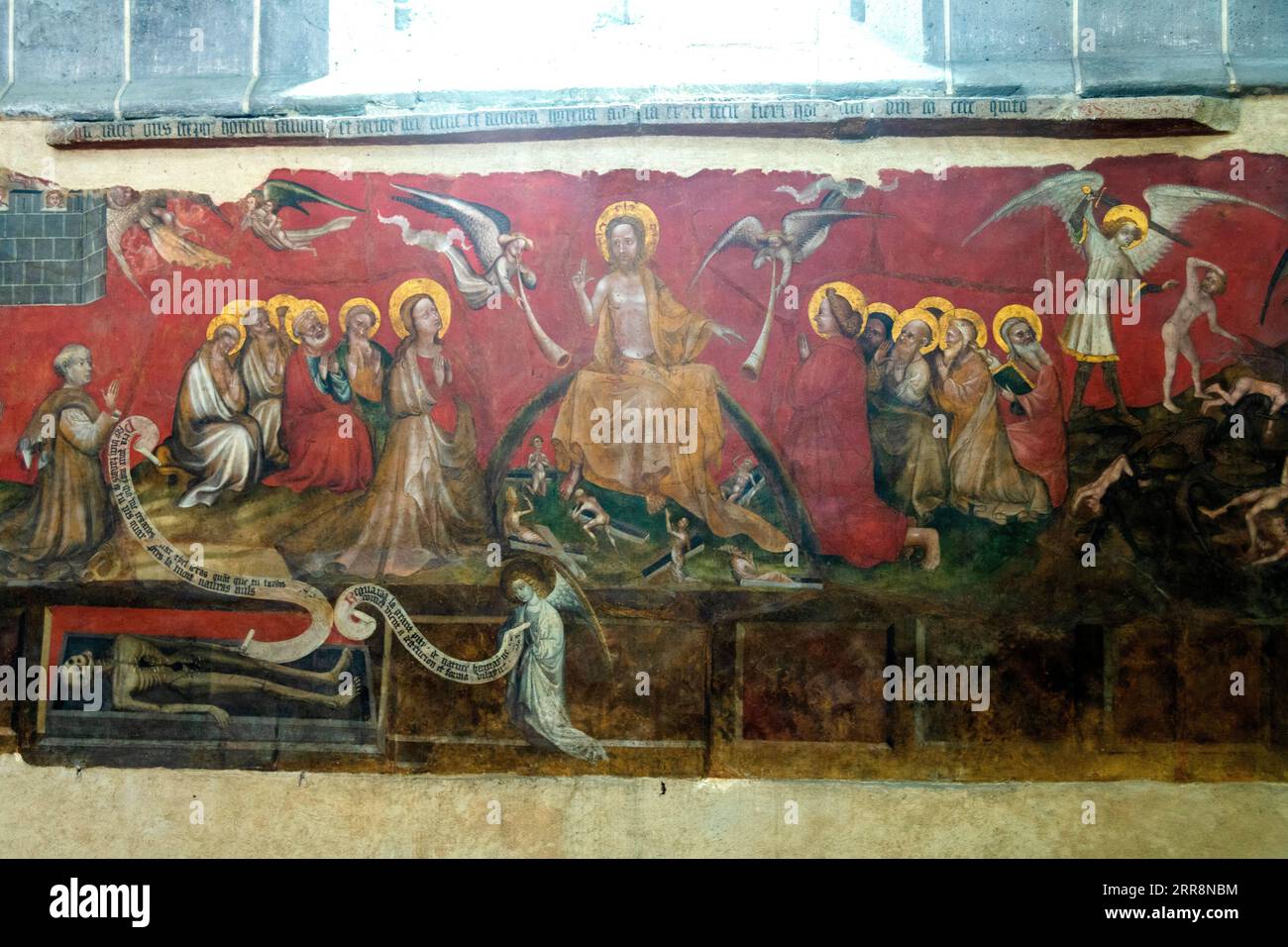 Ennezat. The Saint-Victor-et-Sainte-Couronne collegiate church. Painting of the Final Judgment. Puy de Dome department. Auvergne Rhone Alpes. France Stock Photo