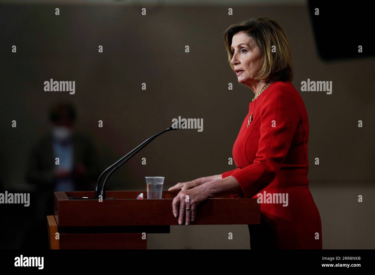210513 -- WASHINGTON, May 13, 2021 -- U.S. House Speaker Nancy Pelosi speaks during her weekly press conference on Capitol Hill in Washington, D.C., the United States, on May 13, 2021. Photo by /Xinhua U.S.-WASHINGTON, D.C.-PELOSI-PRESS CONFERENCE TingxShen PUBLICATIONxNOTxINxCHN Stock Photo