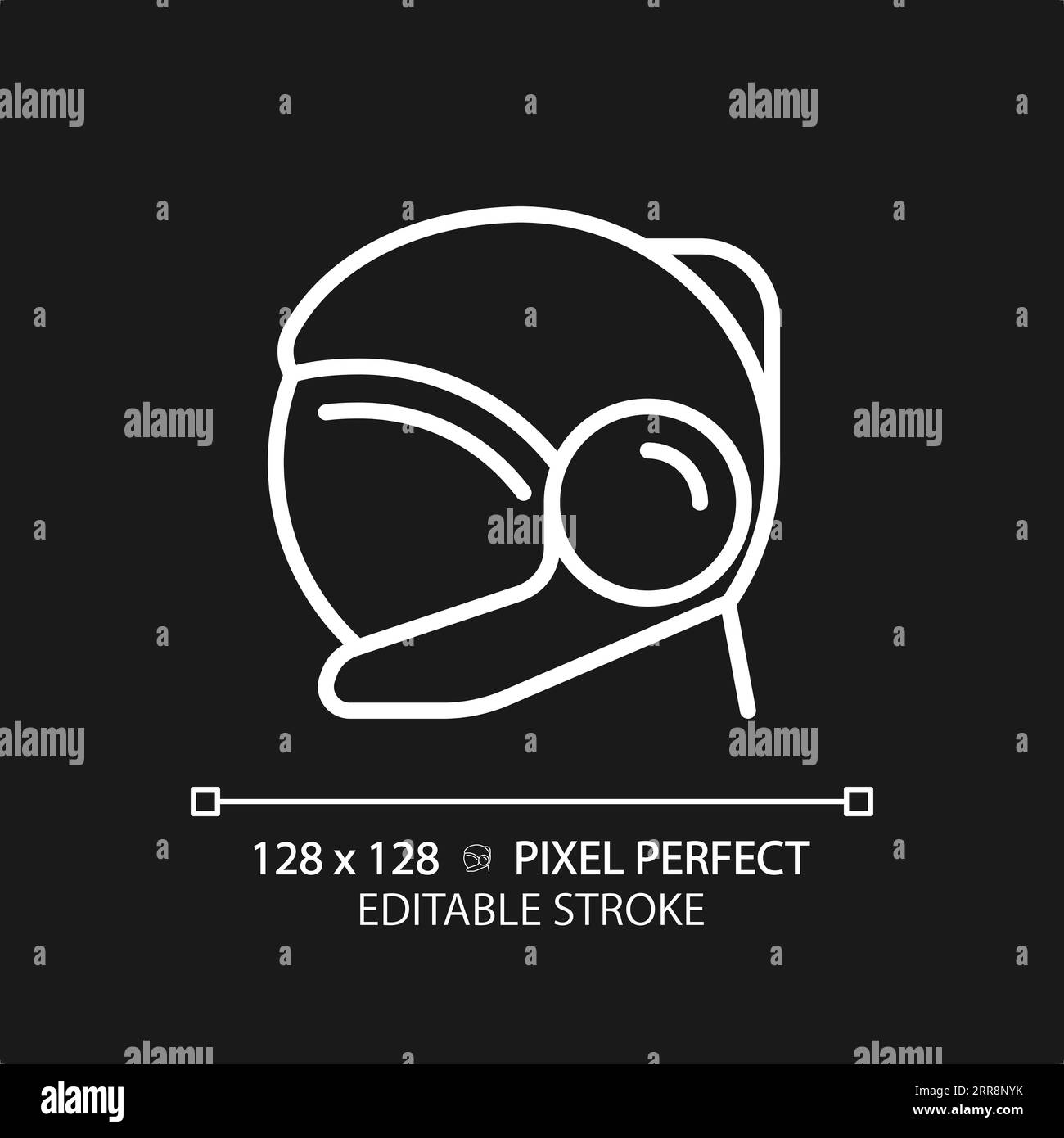 Space helmet pixel perfect white linear icon for dark theme Stock Vector