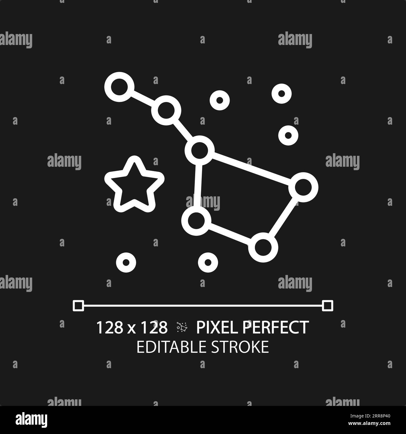 Constellation pixel perfect white linear icon for dark theme Stock Vector