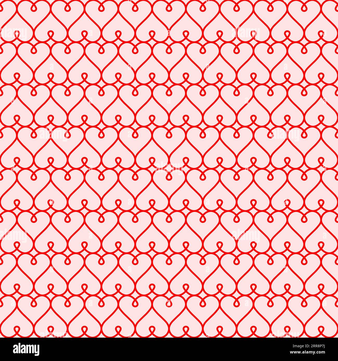 red heart seamless background Valentines day calligraphic hearts Stock Vector
