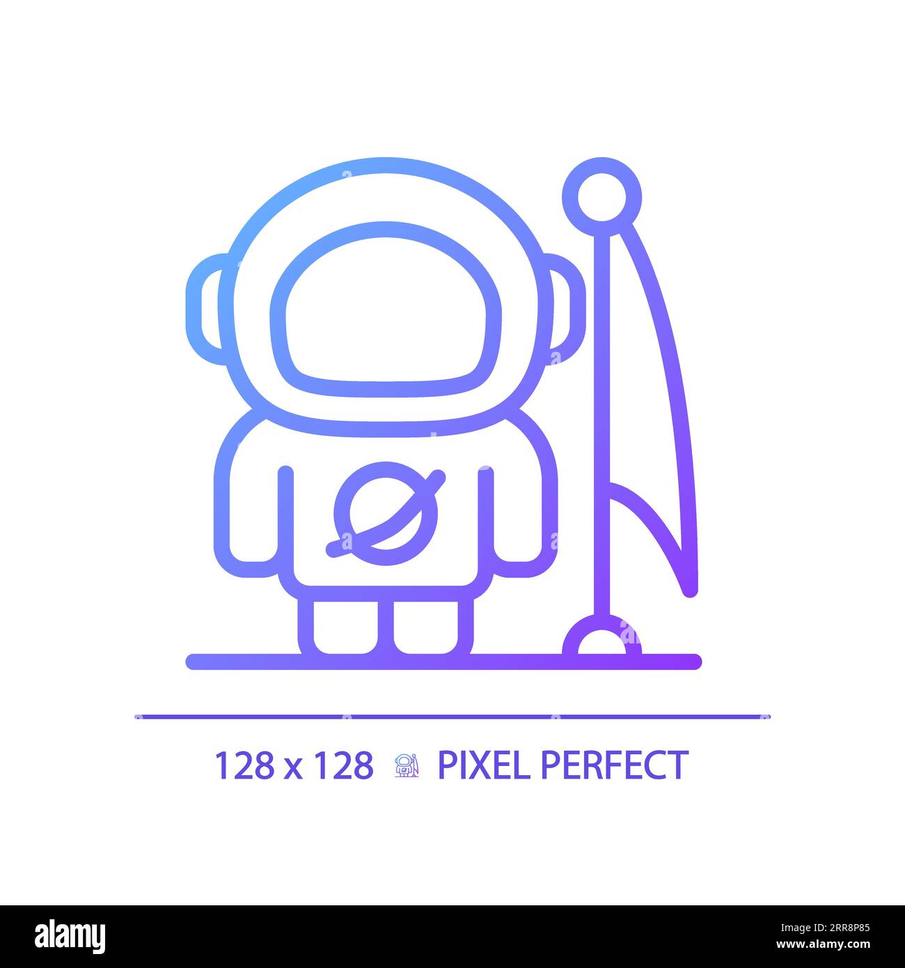 Man on moon pixel perfect gradient linear vector icon Stock Vector
