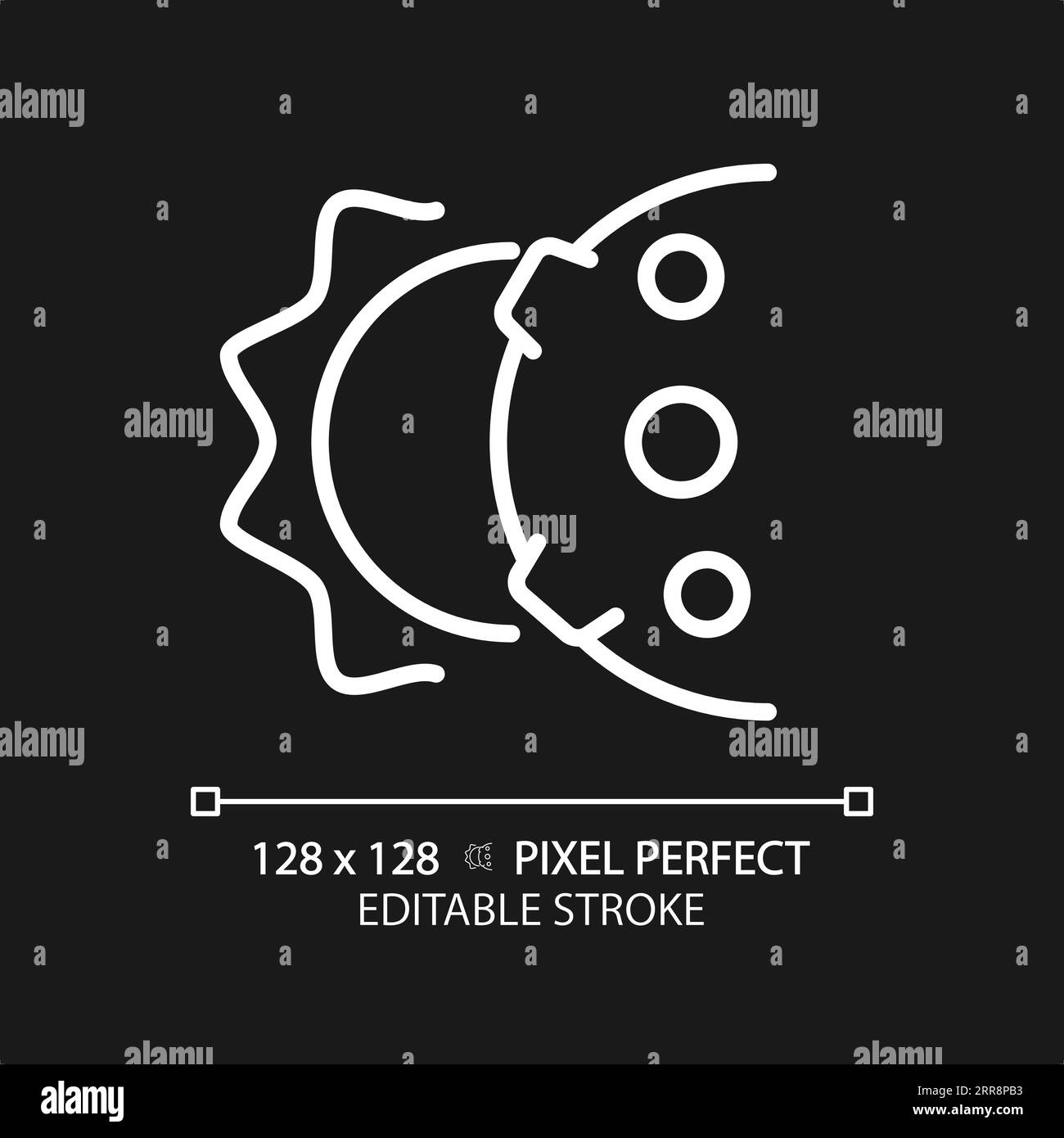 Solar eclipse pixel perfect white linear icon for dark theme Stock ...
