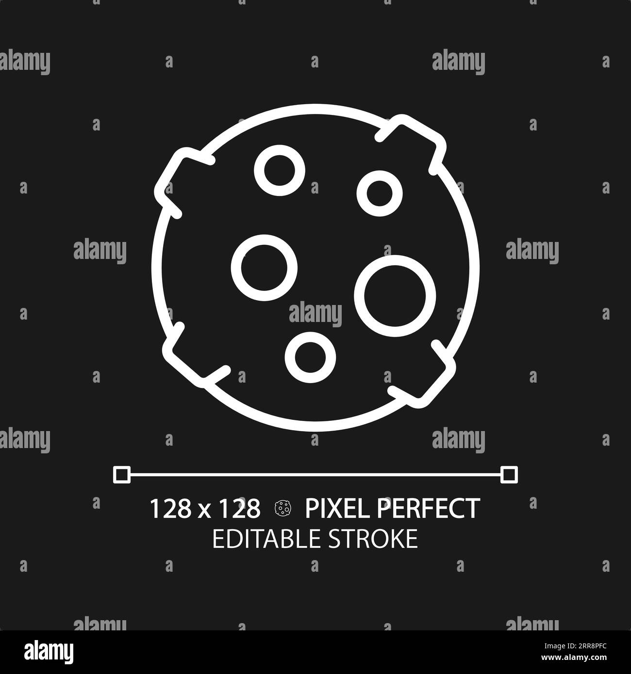 Moon pixel perfect white linear icon for dark theme Stock Vector