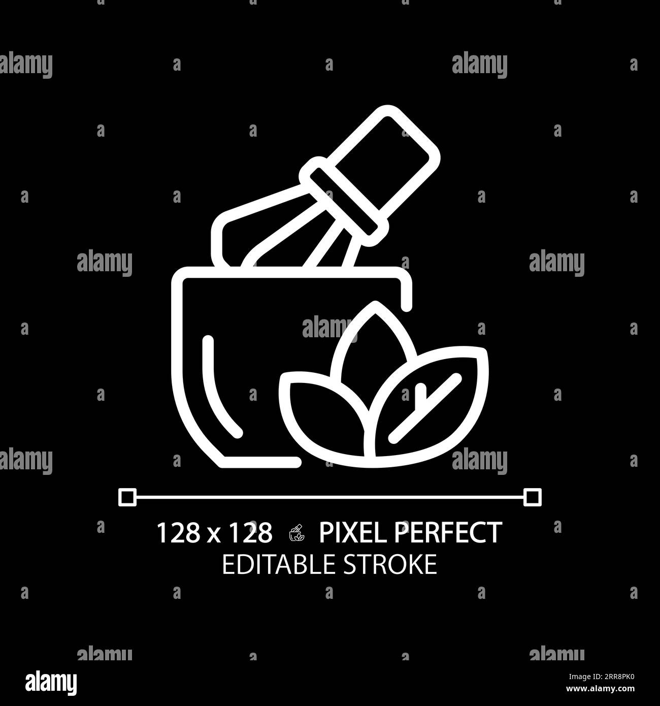 2D customizable thin linear white herbal icon Stock Vector