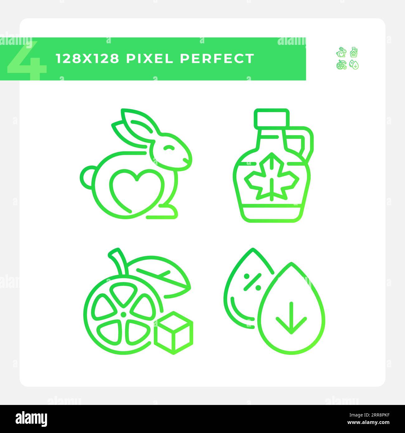 2D pixel perfect gradient allergen free line icons set Stock Vector