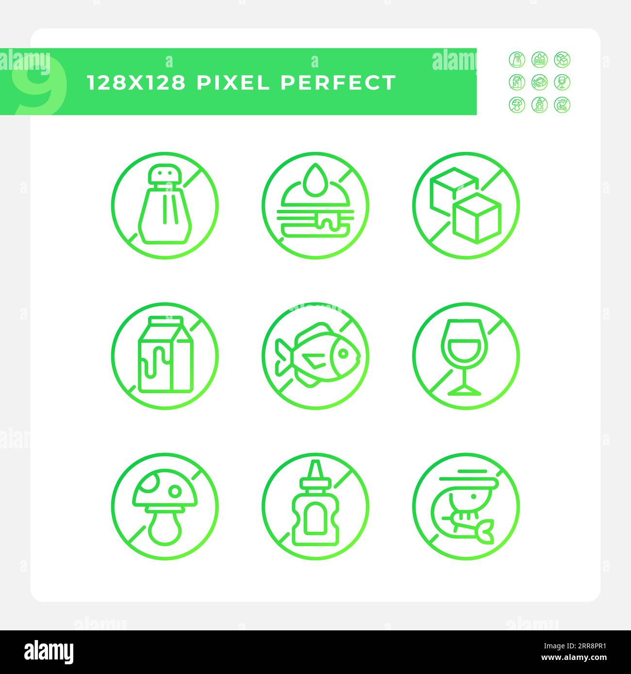 Pack of pixel perfect gradient allergen free icons Stock Vector Image ...