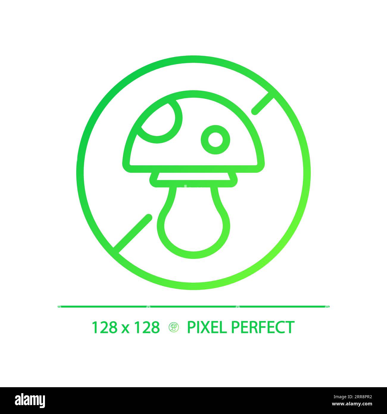 2D thin linear green gradient mushroom free icon Stock Vector