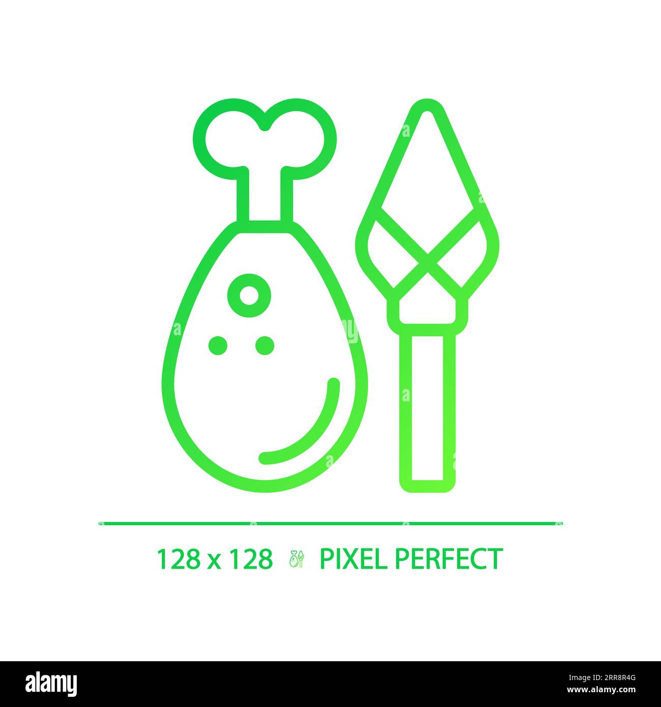2D thin linear green gradient mediterranean meat icon Stock Vector