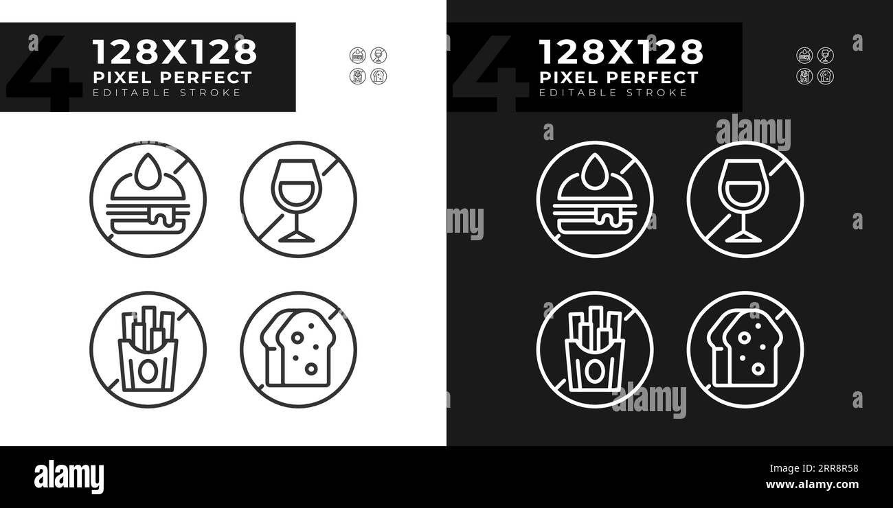 Editable pixel perfect allergen free linear icons set Stock Vector ...