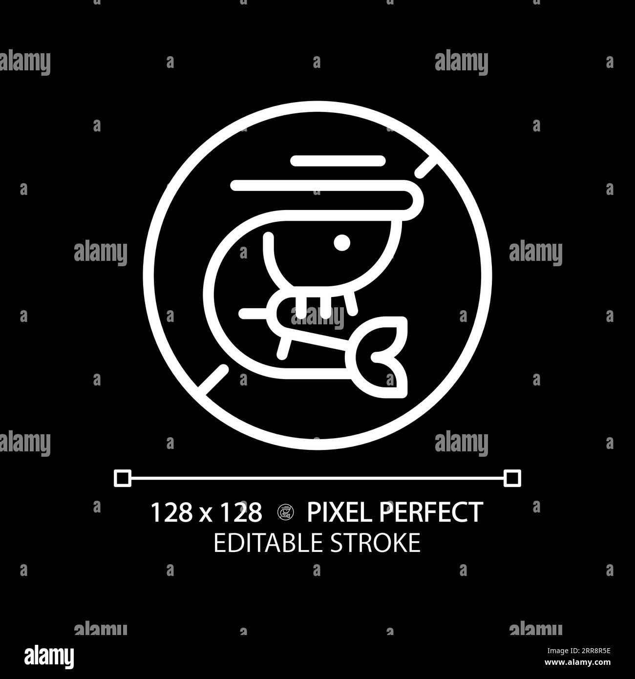 2D customizable thin linear white shrimp free icon Stock Vector Image ...